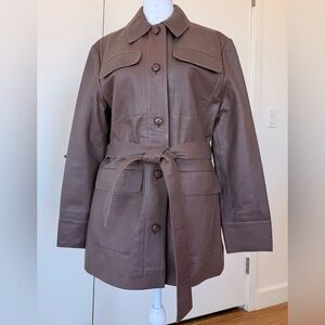 Ted Baker Genuine Leather Belted Jacket